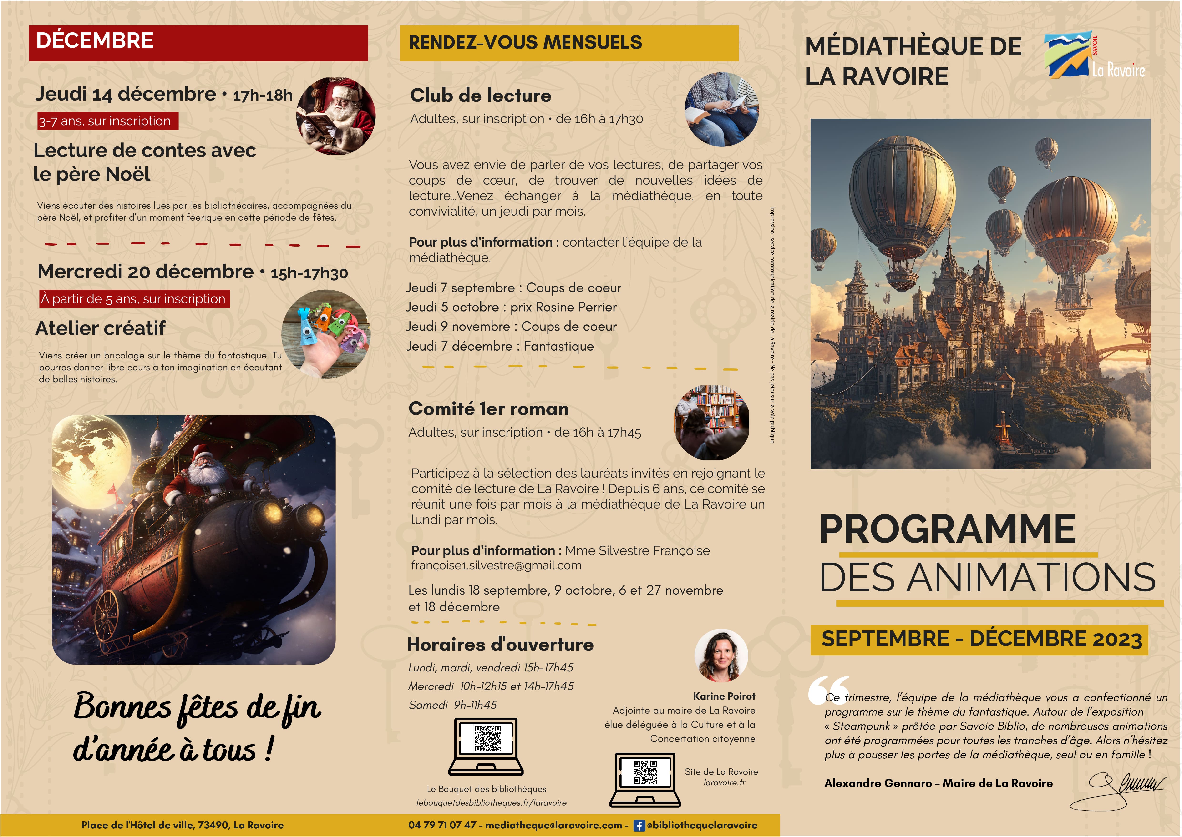 Programme d’animations médiathèque septembre – décembre 2023