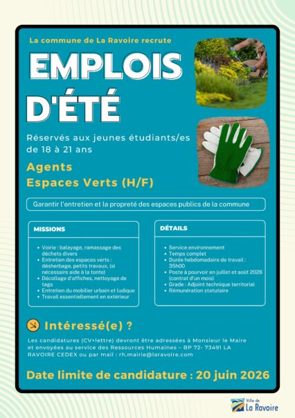 Recrutement saisonnier d’agents des espaces verts – Été 2026